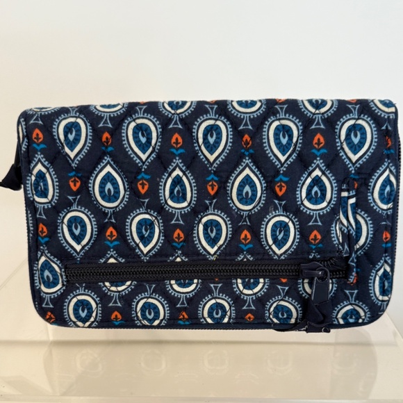 Vera Bradley Turnlock Wallet Cotton EUC Navy Blue print - Picture 2 of 6